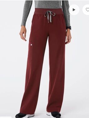 Isabel High-Rise Wide-Leg Scrub Pant - Burgundy size large tall